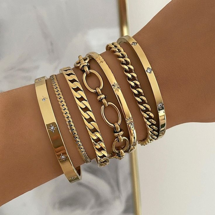 Gold Bangle Stack